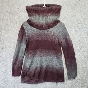 APT. 9 Cowl Neck Sweater Womens Size S Burgundy Gray‎ Cabincore Cozy Winter